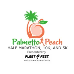 2026 Palmetto Peach Half Marathon, 10K, and 5K presented by Fleet Feet logo