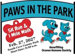 OHS Paws in the Park 5k run & 1 mile walk logo