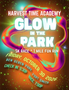 Harvest Time Academy Glow in the Park 5k Run logo