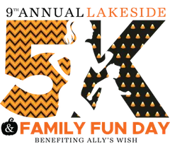 9th Annual Lakeside 5K and Family Fun Run and Trunk or Treat Benefiting Ally's Wish logo