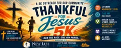 Thankful For Jesus 5K and 1 Mile fun run logo