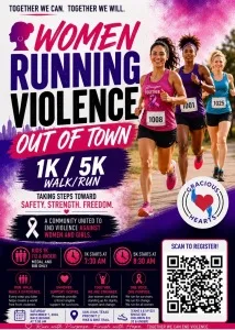Women Running Violence Out of Town 5K Run logo