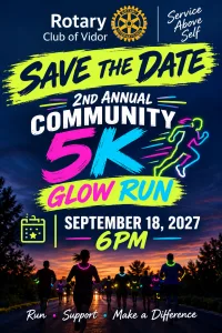 Rotary Club of Vidor: 2nd Annual Community 5K GLOW RUN/WALK logo