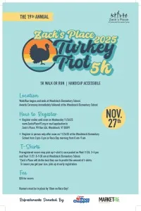Zacks Place Thanksgiving Turkey Trot in-person and global logo