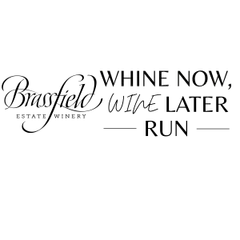 Brassfield Estate Winery's Whine Now, Wine Later Run logo