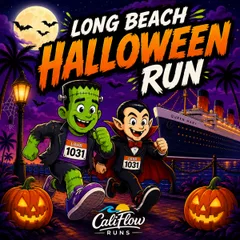 The Long Beach Halloween Run 5K. 10K. Half Marathon by Califlow Runs logo