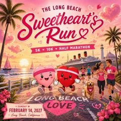 The Long Beach Sweetheart's Run - Valentine's 5K, 10K, & Half Marathon by Califlow Runs logo