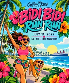 Bidi Bidi Run Run 5K 10K Half Marathon by Califlow Runs logo