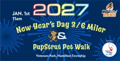 2027 New Years 3/6 Mile Run & Pup Strut logo